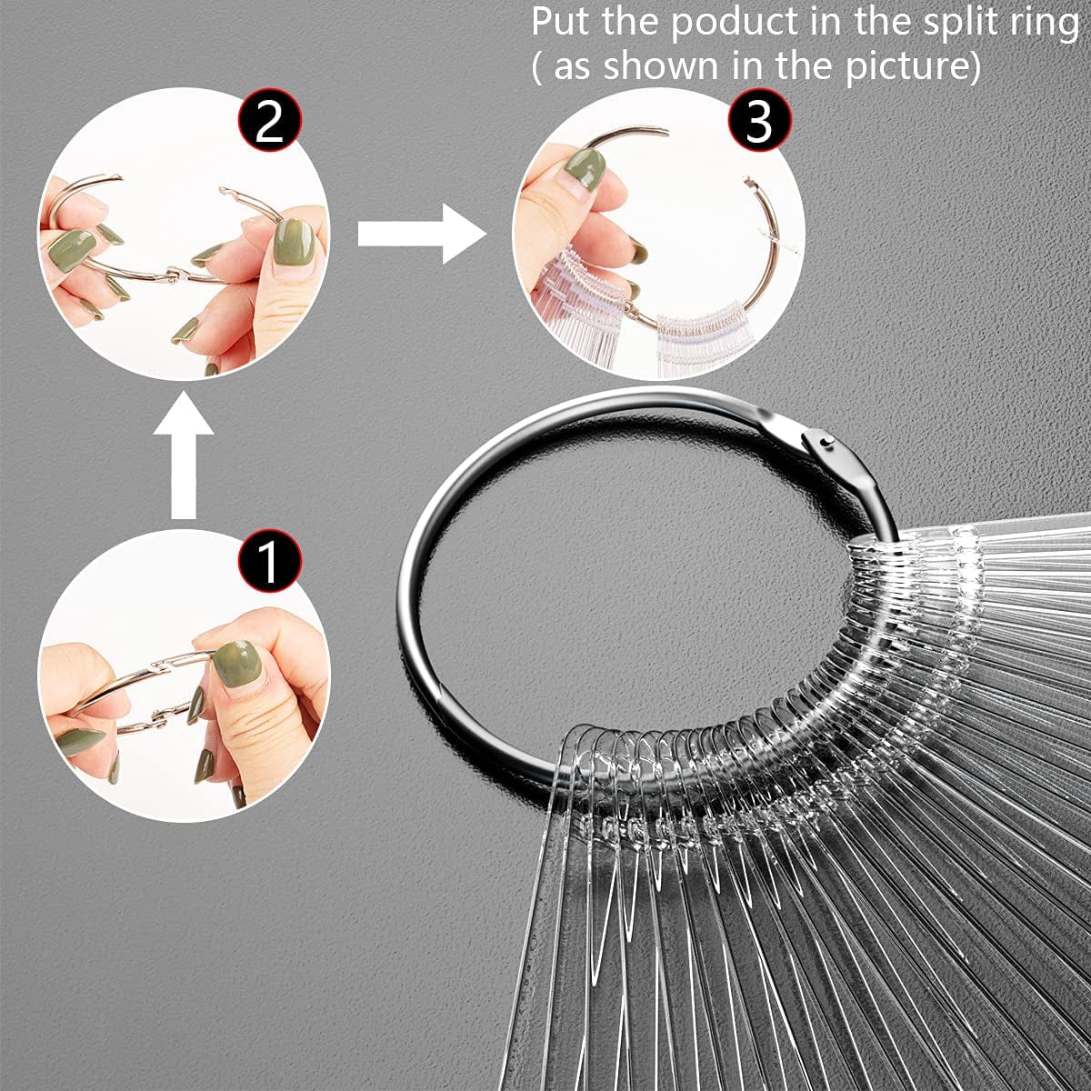 100Pcs Fan-Shaped Nail Swatch Sticks, False Fake Nail Art Tips Sticks Polish Gel Salon Display Practice Tools with Metal Split Ring Holder (Clear) Health & Beauty > Personal Care > Cosmetics > Cosmetic Tools > Nail Tools SUBAY