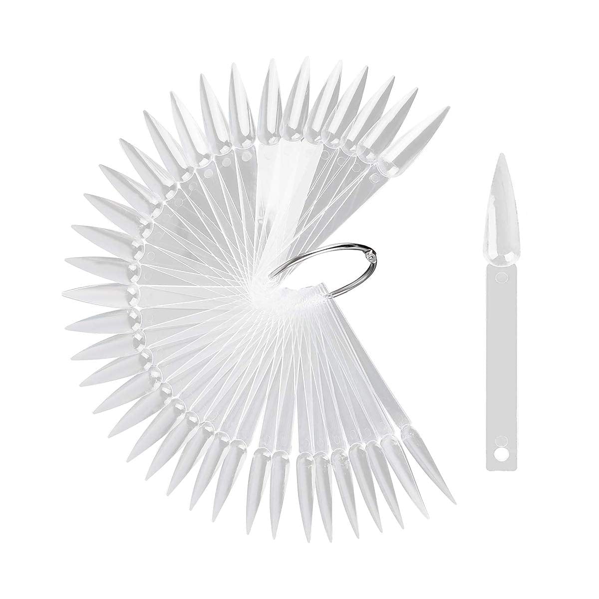 100Pcs GOGOONLY Nail Display Sticks Transparent Stiletto Tips Nail Art Display Chart Fan Board Acrylic False Tips Practice Tool Nail Polish Sample Color Showcase with Ring (100 Pcs - Clear) Health & Beauty > Personal Care > Cosmetics > Cosmetic Tools > Nail Tools GOGOONLY 200 pcs - Clear
