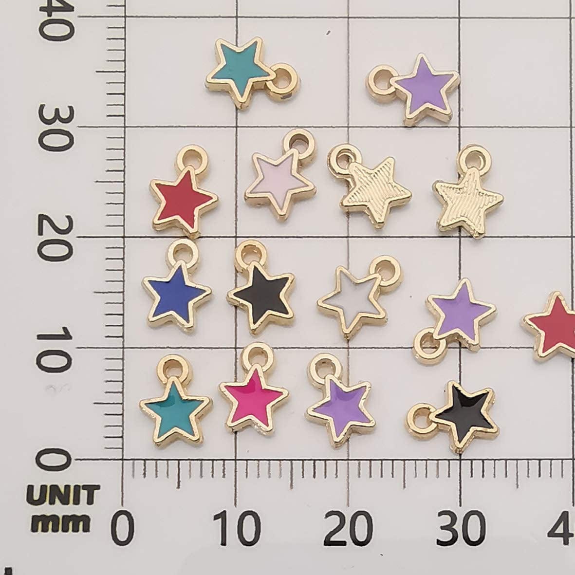 100Pcs Gold Plated Enamel Very Mini Star Charms Pendant for Jewelry Making Necklace Bracelet Earring and Slime DIY Jewelry Accessories Charms (M428)