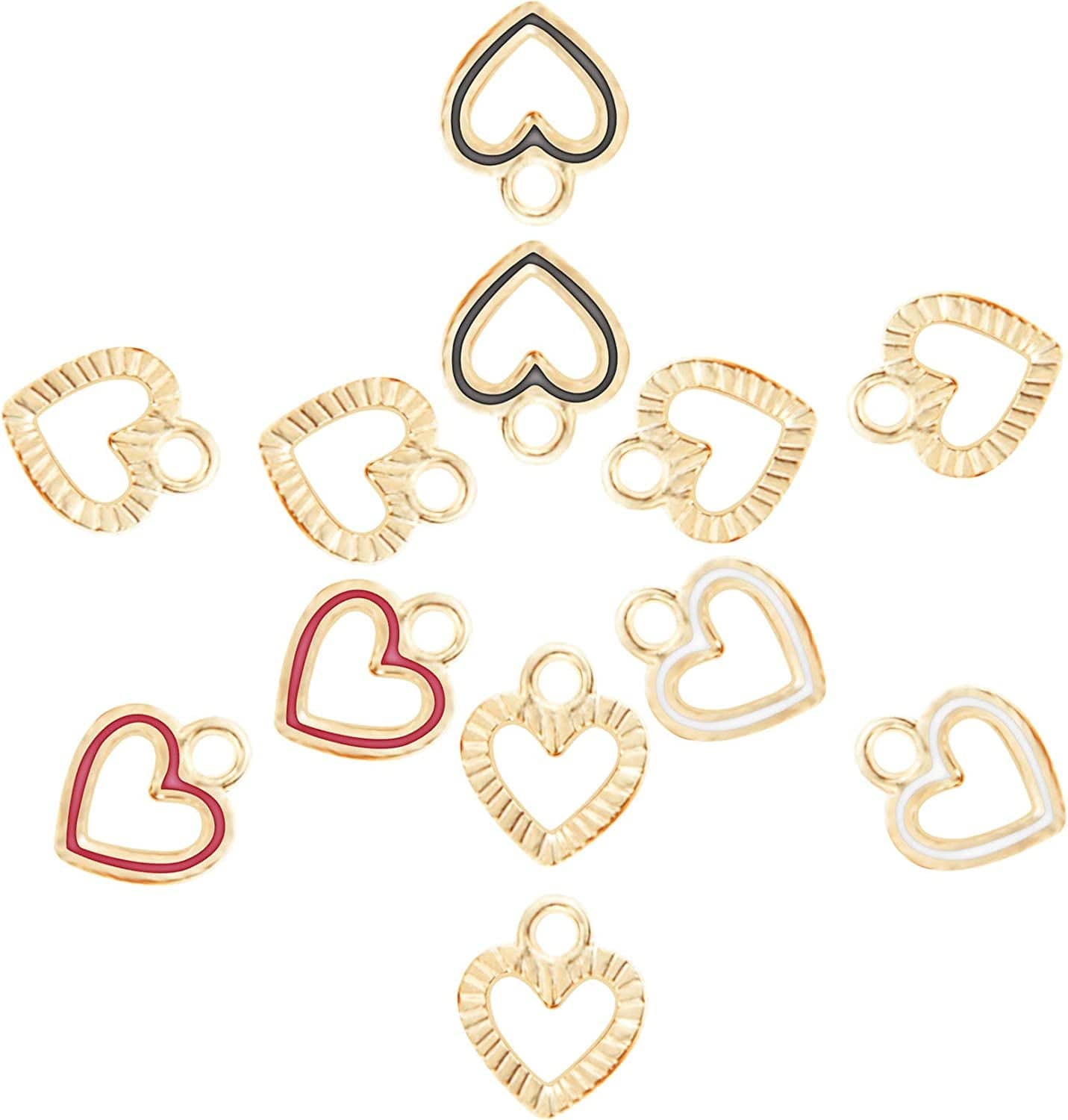 100Pcs Heart Circle Enamel Charms Pendants Beads Mother'S Day Hawaii Style Dangle Accessories for Valentine'S Day DIY Craft Necklace Bracelet Jewelry Making