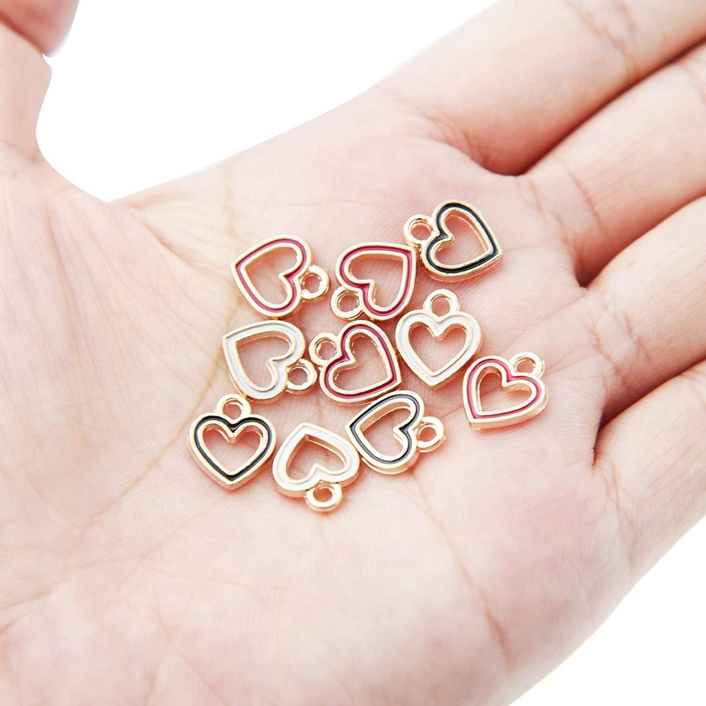 100Pcs Heart Circle Enamel Charms Pendants Beads Mother'S Day Hawaii Style Dangle Accessories for Valentine'S Day DIY Craft Necklace Bracelet Jewelry Making