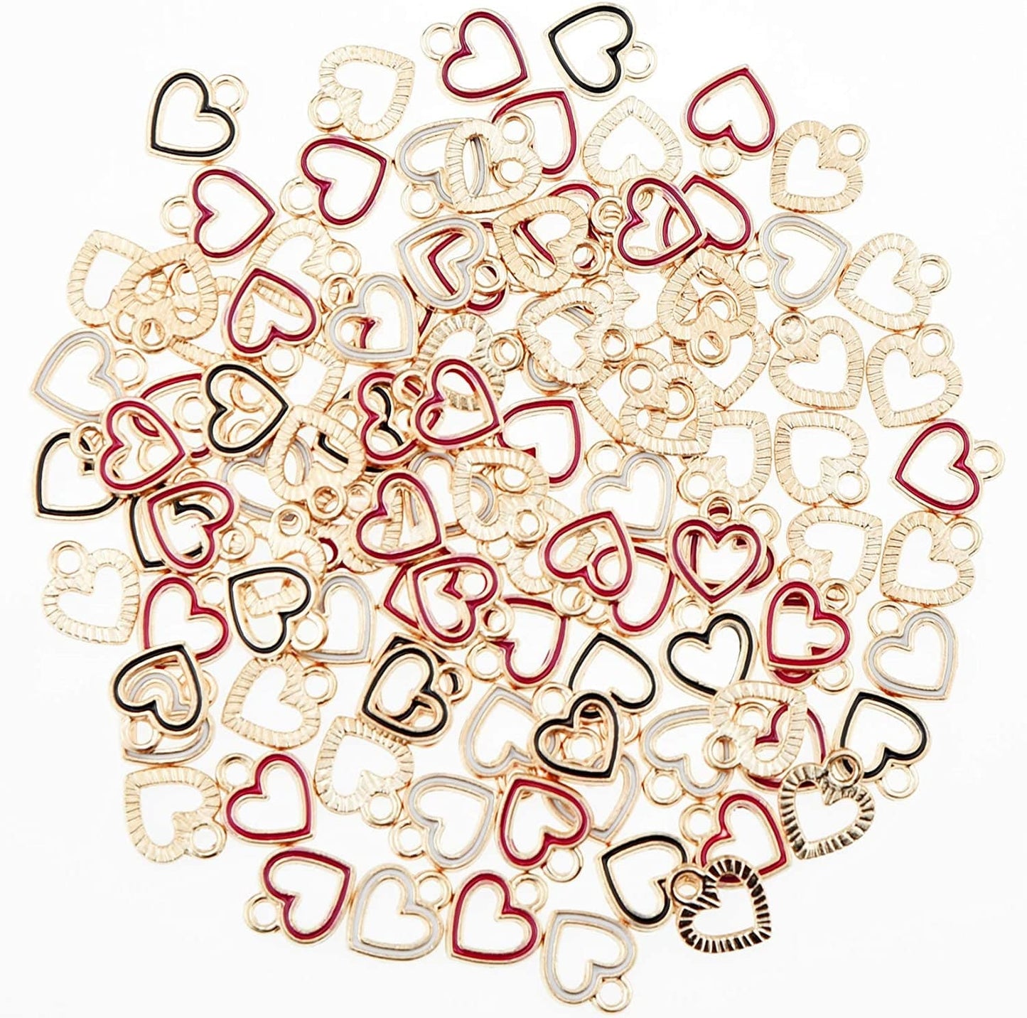 100Pcs Heart Circle Enamel Charms Pendants Beads Mother'S Day Hawaii Style Dangle Accessories for Valentine'S Day DIY Craft Necklace Bracelet Jewelry Making