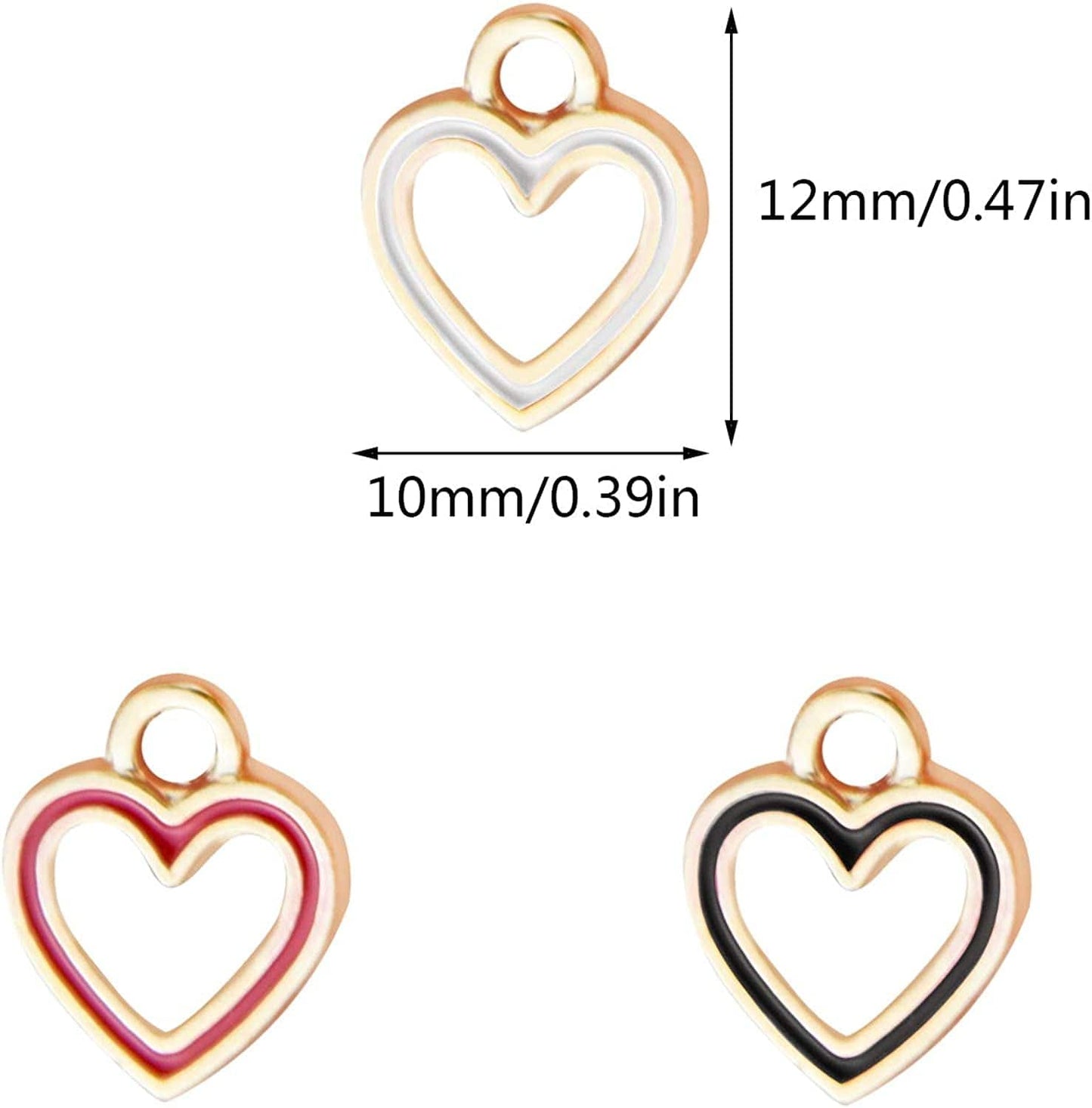 100Pcs Heart Circle Enamel Charms Pendants Beads Mother'S Day Hawaii Style Dangle Accessories for Valentine'S Day DIY Craft Necklace Bracelet Jewelry Making