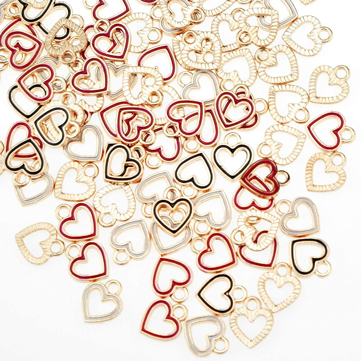 100Pcs Heart Circle Enamel Charms Pendants Beads Mother'S Day Hawaii Style Dangle Accessories for Valentine'S Day DIY Craft Necklace Bracelet Jewelry Making