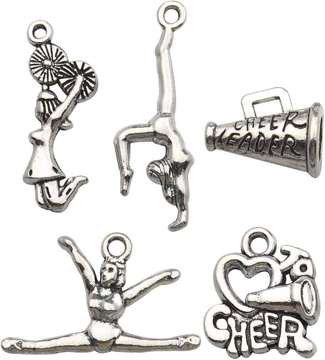 100Pcs Mix Silver Tree Flower Charms Collection, Bulk Mini Small Little Charms Metal Pendant Craft Supplies Findings for Necklace and Bracelet Jewelry Making (HM291) Cheerlead Charms