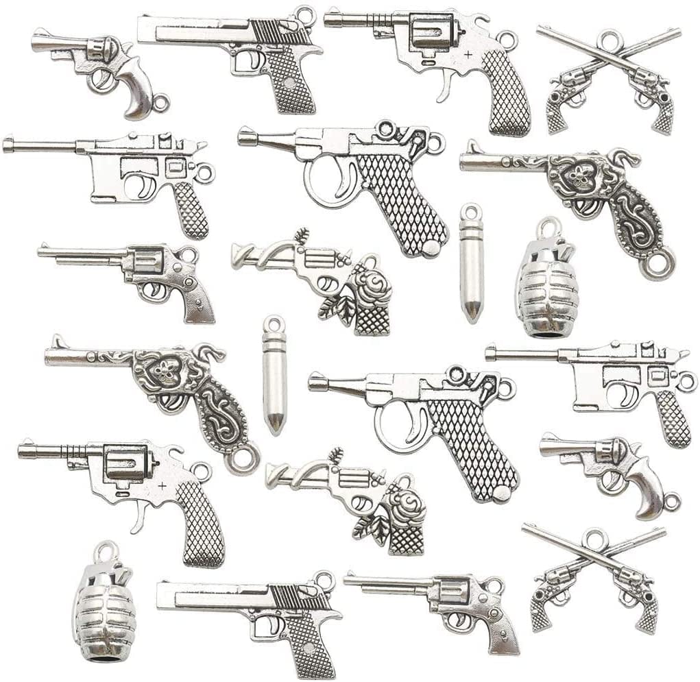 100Pcs Mix Silver Tree Flower Charms Collection, Bulk Mini Small Little Charms Metal Pendant Craft Supplies Findings for Necklace and Bracelet Jewelry Making (HM291) Weapon Charms