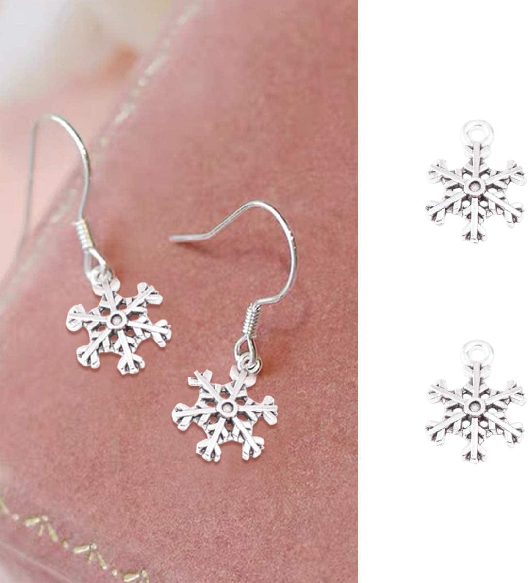100PCS Snowflake Charm Christmas Snowflake Charms Pendants for Crafting, Jewelry Findings Making Accessory for DIY Necklace Bracelet(4Colors)