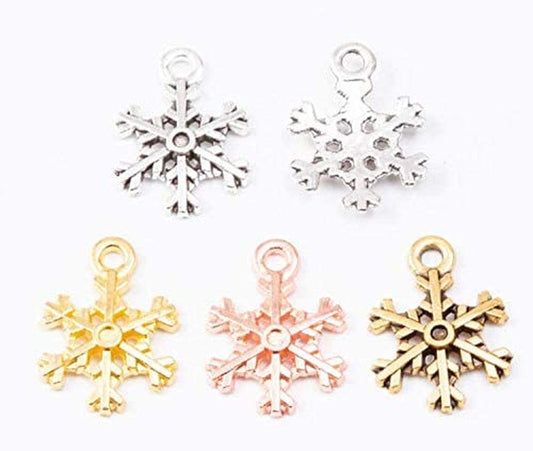 100PCS Snowflake Charm Christmas Snowflake Charms Pendants for Crafting, Jewelry Findings Making Accessory for DIY Necklace Bracelet(4Colors)