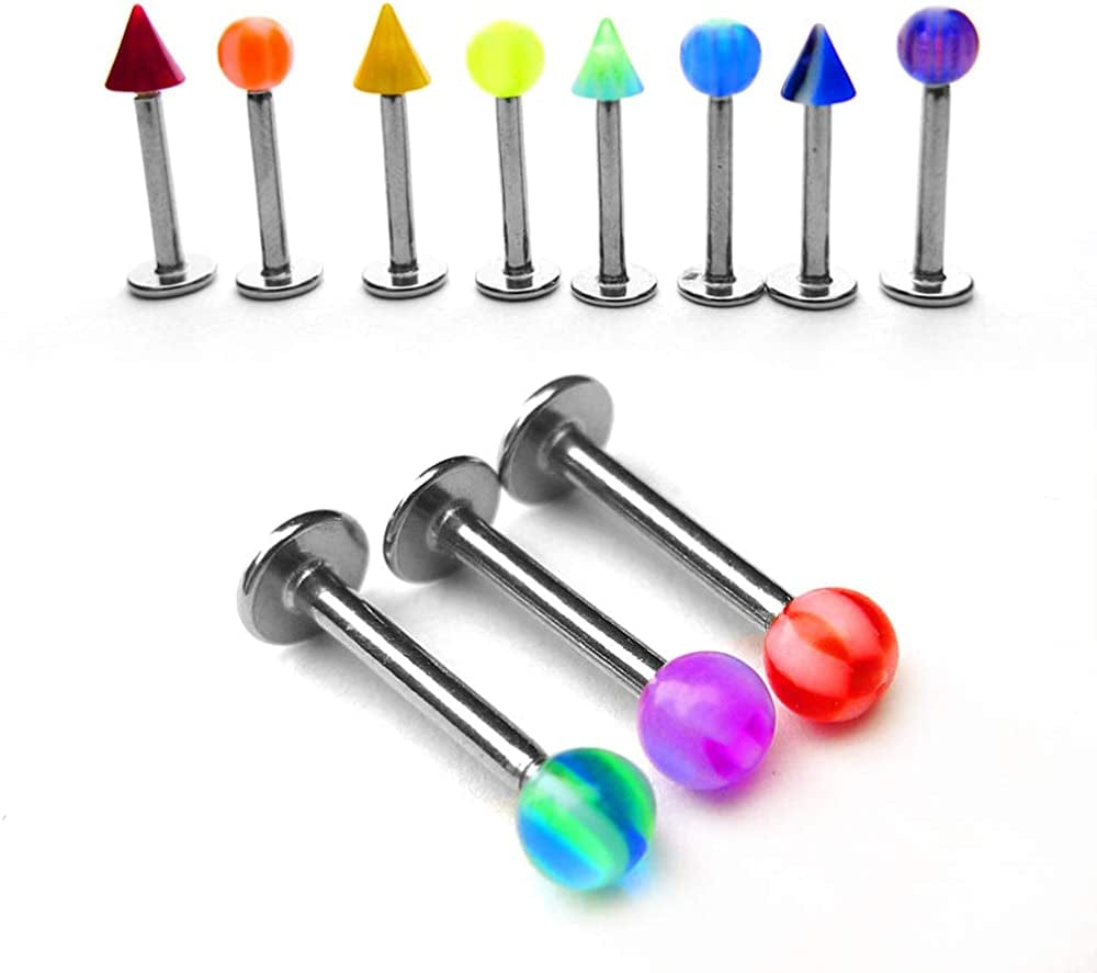 100Pcs Women Labret Lip Bar Ring Body Piercing Jewelry Ball Apparel & Accessories > Jewelry > Body Jewelry SteelFever