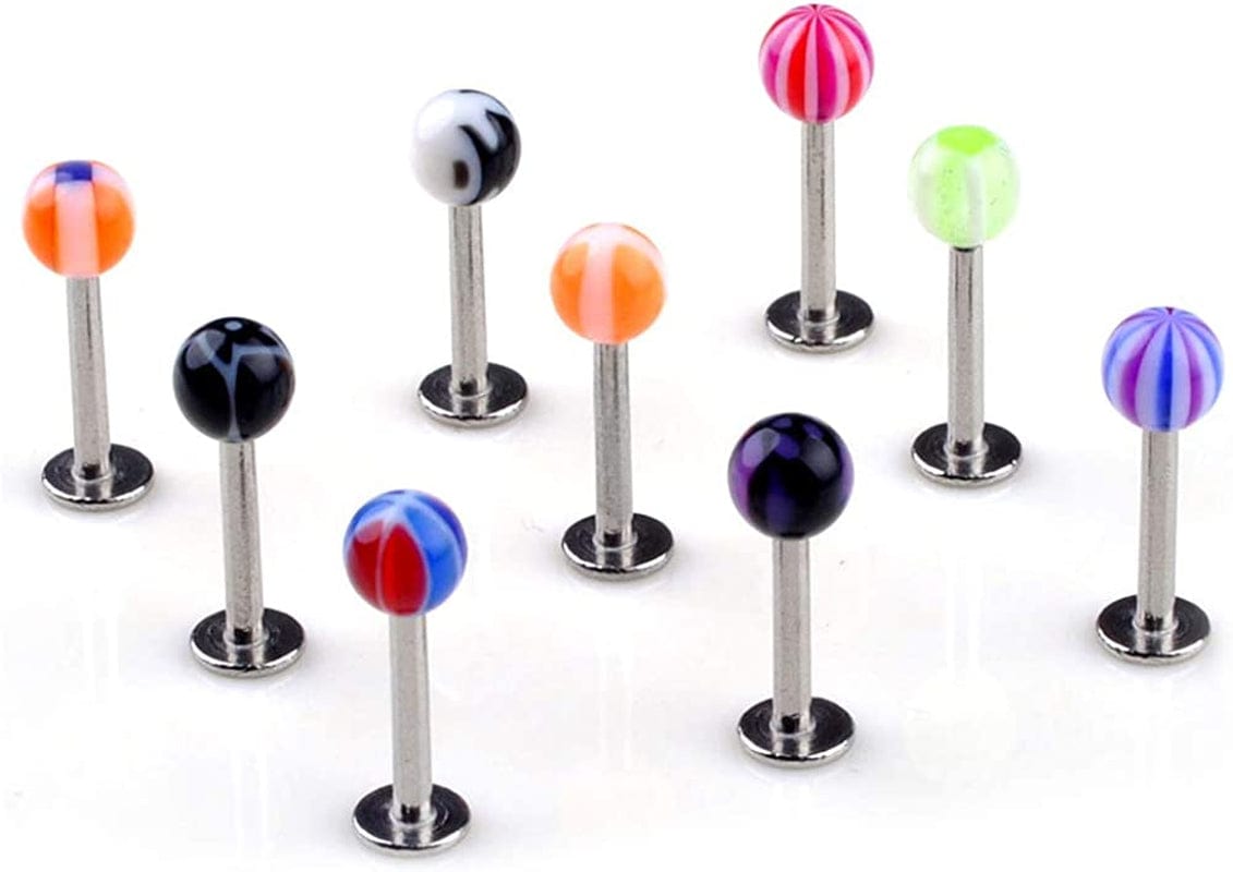 100Pcs Women Labret Lip Bar Ring Body Piercing Jewelry Ball Apparel & Accessories > Jewelry > Body Jewelry SteelFever