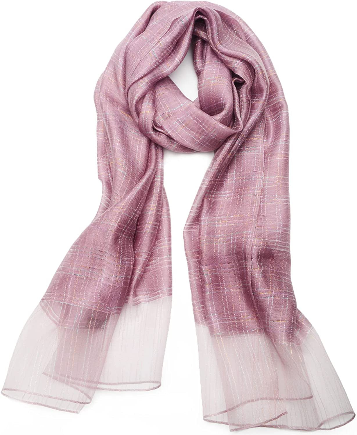 SNUG STAR Cotton Silk Scarf Elegant Soft Wraps Color Shade Scarves for Women Apparel & Accessories > Clothing Accessories > Scarves & Shawls SNUG STAR Colored Thread - Pinky Purple