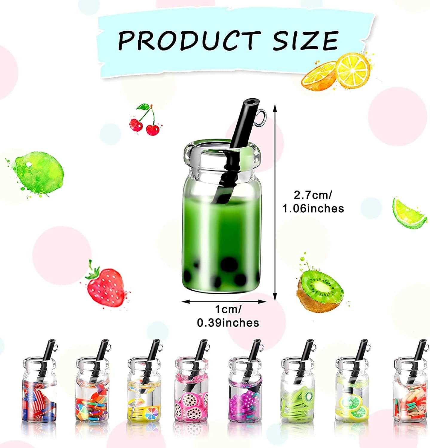 104 Pieces Milk Tea Charms DIY Keychain Pendant Boba Charms Colorful Mini Bottle Charms Pendant Fruit Juice Charms Pendant for DIY Jewelry Craft Earring Keychain Xmas Present