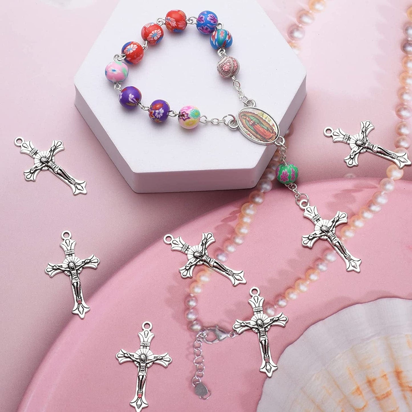 105Pcs Antique Silver Cross Charms Pendants Jewelry Findings for Making Bracelet and Necklace for DIY Jewelry 37X22Mm