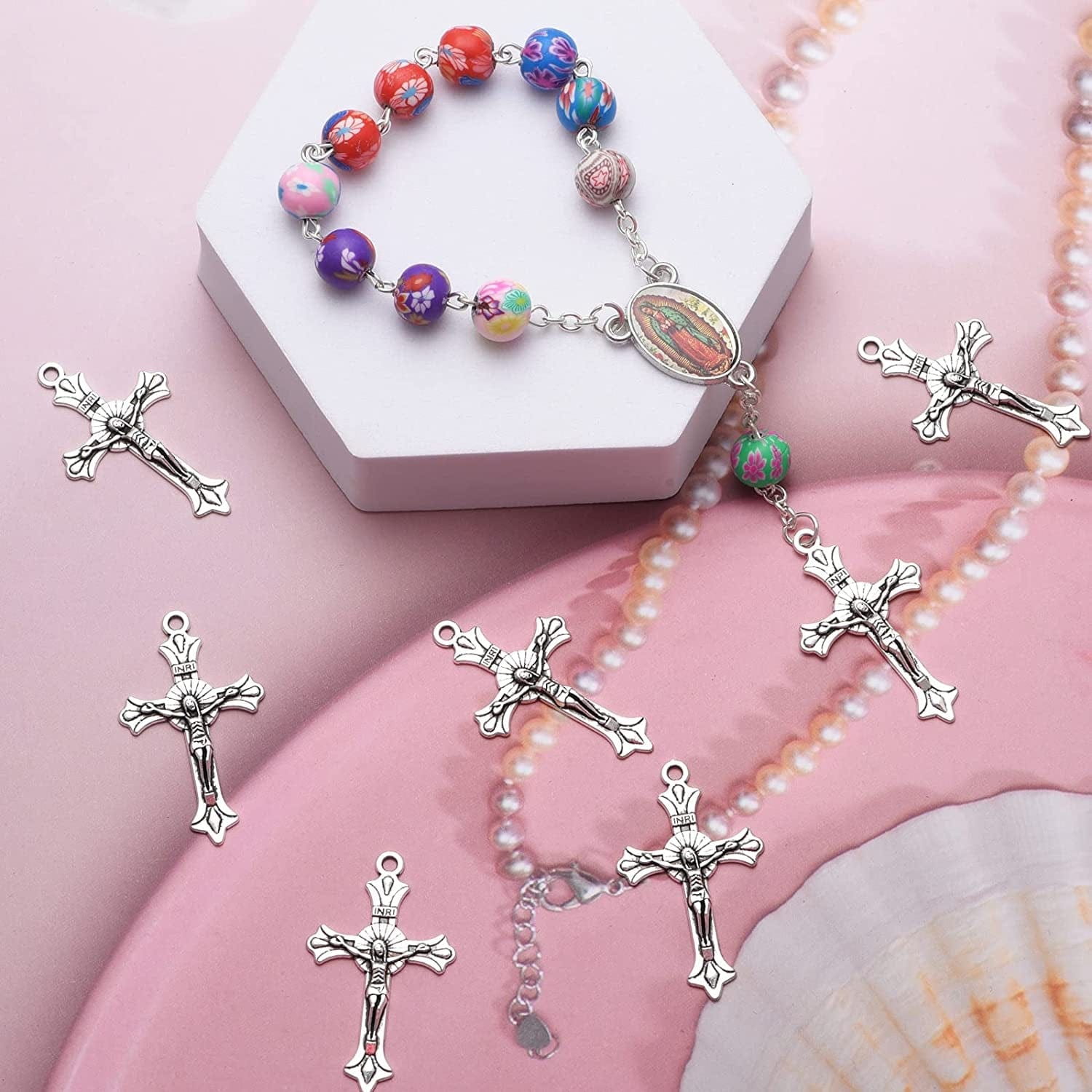 105Pcs Antique Silver Cross Charms Pendants Jewelry Findings for Making Bracelet and Necklace for DIY Jewelry 37X22Mm