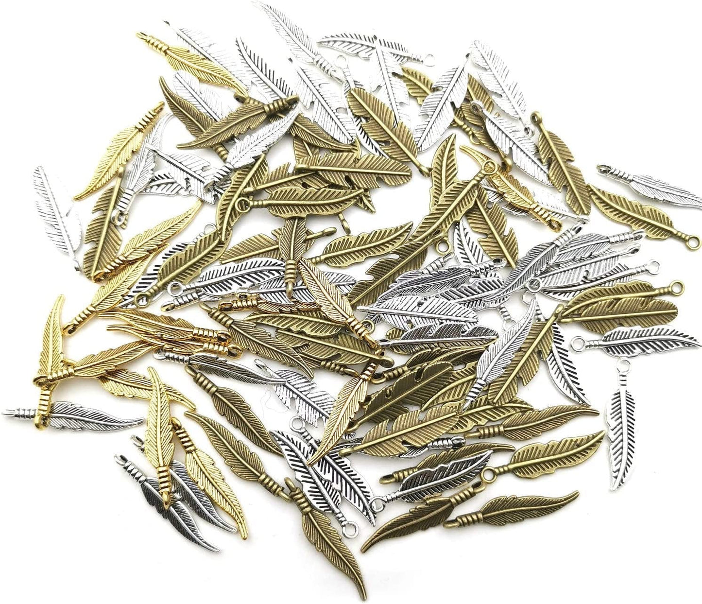 105Pcs Craft Supplies Dream Catcher Feather Wing Charms Pendants for Jewelry Making Findings Accessory for DIY Bracelet Necklace (M241)