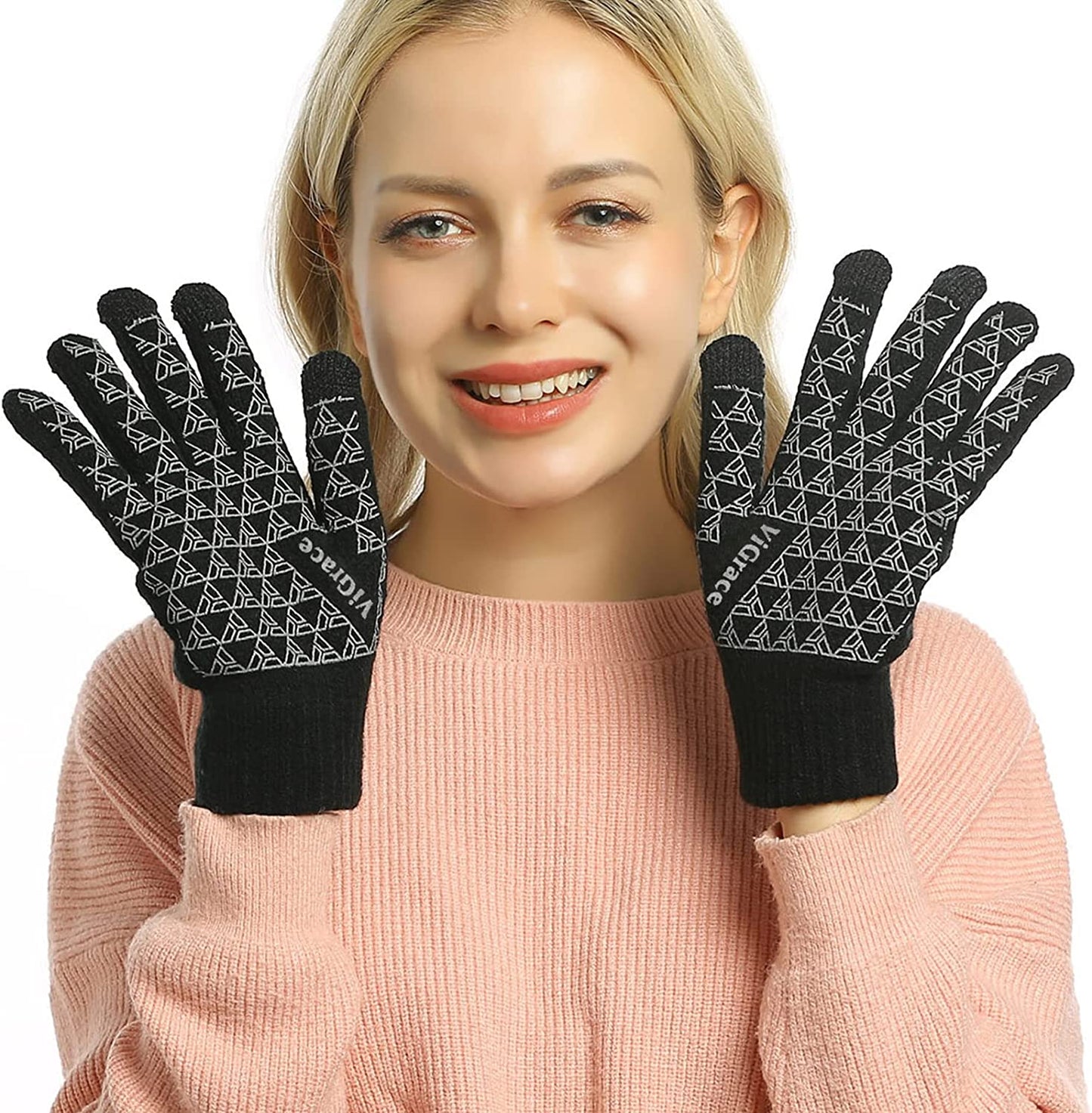 Winter Warm Touchscreen Gloves for Men and Women Touch Screen Fleece Lined Knit Anti-Slip Wool Glove Apparel & Accessories > Clothing Accessories > Gloves & Mittens ViGrace