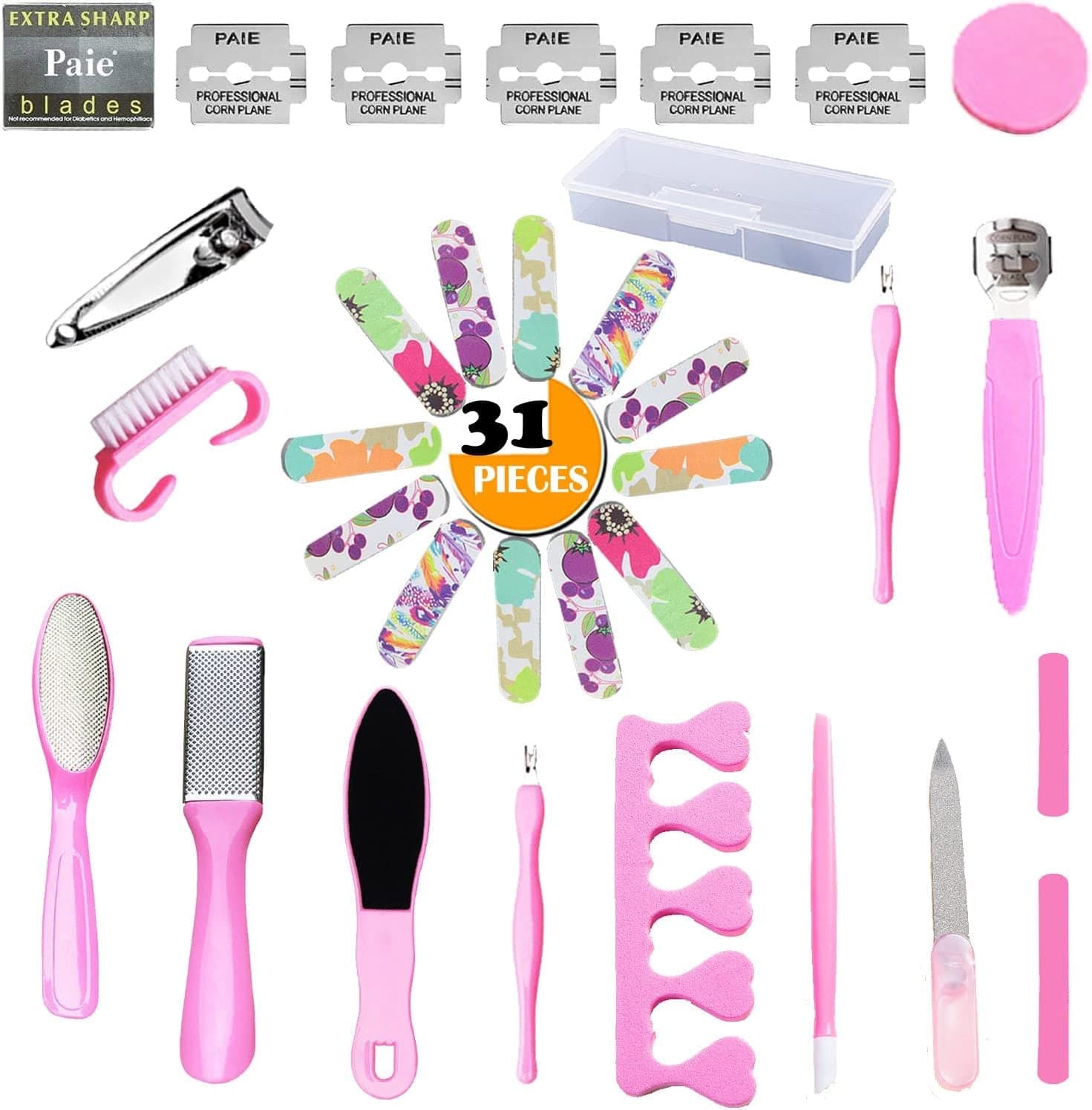 106PCS Girls Professional Manicure Pedicure Set W/Foot Care Kit for Kids Sleepovers and Slumber Party, Luxury Spa Kit W/Spa Slippers Mask Foot Rasp File Clipper & More Nail Personal Care for Bday Gift Health & Beauty > Personal Care > Foot Care TABGIME Pink 31 PCS