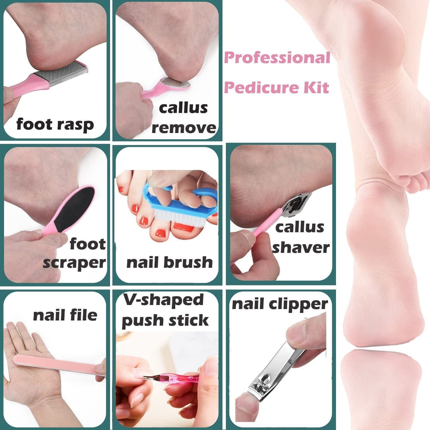 106PCS Girls Professional Manicure Pedicure Set W/Foot Care Kit for Kids Sleepovers and Slumber Party, Luxury Spa Kit W/Spa Slippers Mask Foot Rasp File Clipper & More Nail Personal Care for Bday Gift Health & Beauty > Personal Care > Foot Care TABGIME