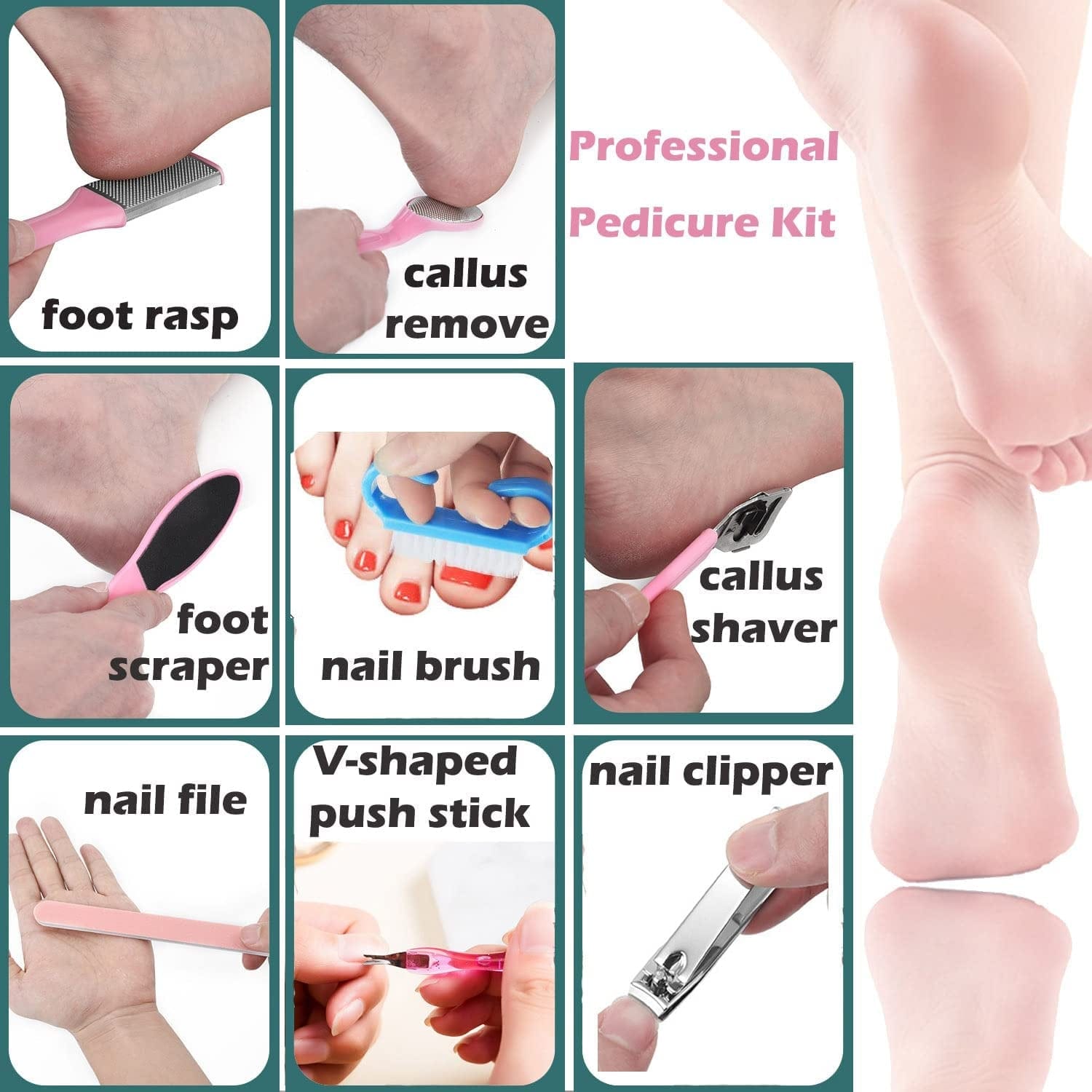 106PCS Girls Professional Manicure Pedicure Set W/Foot Care Kit for Kids Sleepovers and Slumber Party, Luxury Spa Kit W/Spa Slippers Mask Foot Rasp File Clipper & More Nail Personal Care for Bday Gift Health & Beauty > Personal Care > Foot Care TABGIME