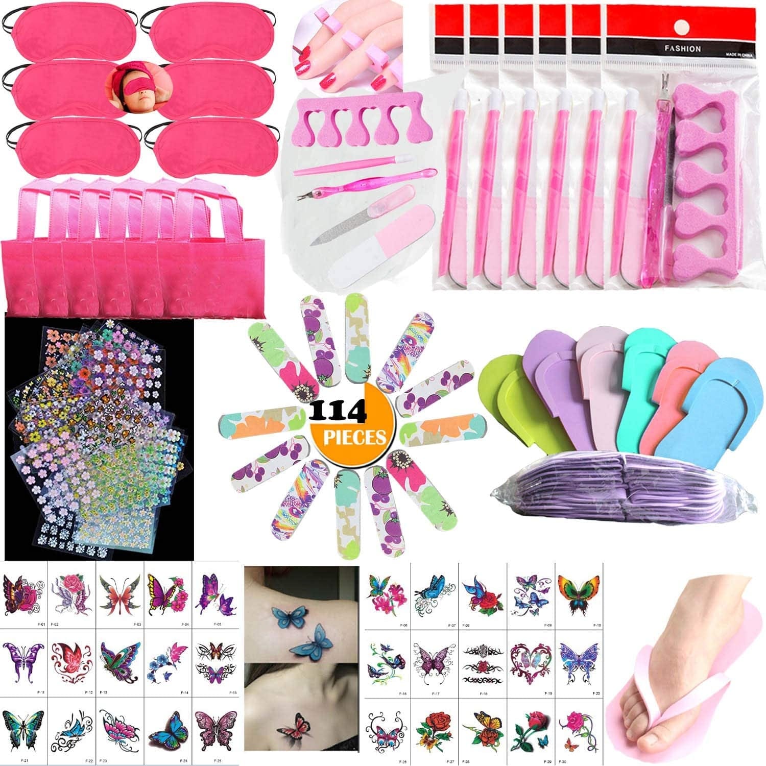 106PCS Girls Professional Manicure Pedicure Set W/Foot Care Kit for Kids Sleepovers and Slumber Party, Luxury Spa Kit W/Spa Slippers Mask Foot Rasp File Clipper & More Nail Personal Care for Bday Gift Health & Beauty > Personal Care > Foot Care TABGIME Red Rose 114 PCS