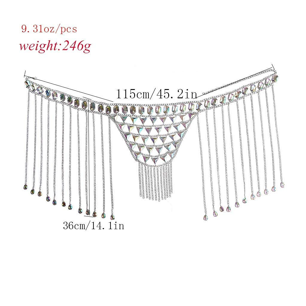 Victray Silver Waist Chain Beach Body Chains Fashion Waist Jewelry Rave Body Accessories for Women and Girls Apparel & Accessories > Jewelry > Body Jewelry Victray