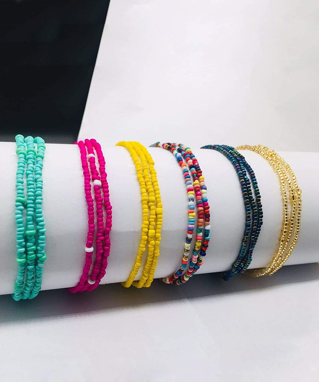 Tornito 16-18Pcs Belly Waist Necklace Chain Summer Jewelry Bikini Body Chain for Women African Waist Bead Set Stretchy Elastic String Multi-Color Sexy Bracelet Anklet Apparel & Accessories > Jewelry > Body Jewelry Tornito