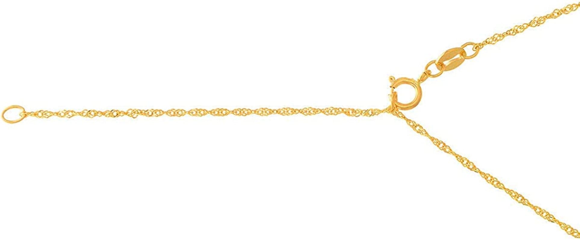 10K Solid Gold Yellow or White 1.5 Mm Singapore Chain Anklet, Spring Ring Clasp - 9" 10" Apparel & Accessories > Jewelry > Anklets JewelStop