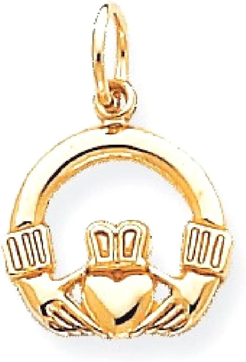 10K Yellow Gold Irish Claddagh Celtic Knot Charm Necklace Pendant Fine Jewelry for Women Gifts for Her