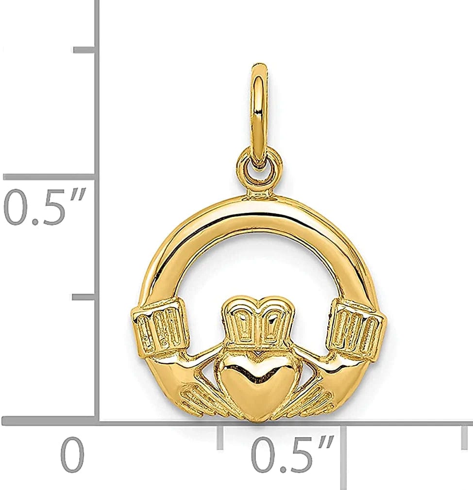 10K Yellow Gold Irish Claddagh Celtic Knot Charm Necklace Pendant Fine Jewelry for Women Gifts for Her