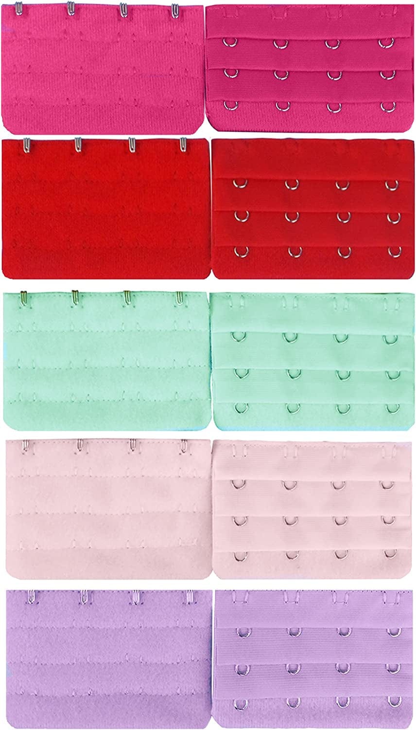 10Pcs 4 Hook Bra Extender Strap 3/4” Width Spacing Bra Extension Assorted Color