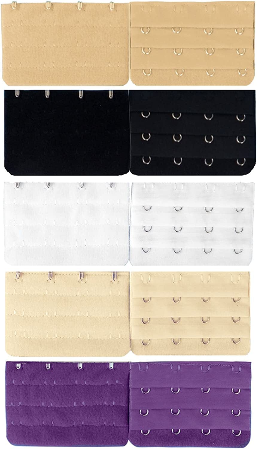 10Pcs 4 Hook Bra Extender Strap 3/4” Width Spacing Bra Extension Assorted Color