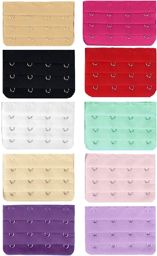 10Pcs 4 Hook Bra Extender Strap 3/4” Width Spacing Bra Extension Assorted Color