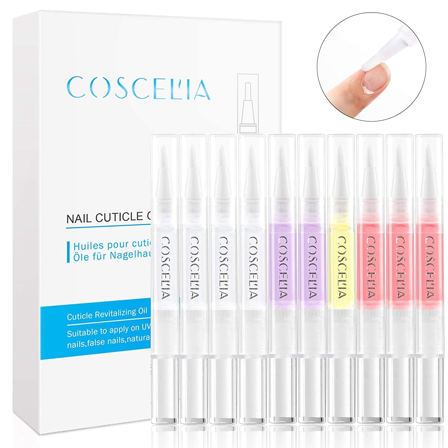 10Pcs Cuticle Oil Pen Bulk for Nails Polish Repair Pen Nail Nourishment Polish with Vitamins to Nourish and Moisturize Skin for Cuticle Nail Care 10 Flavors Health & Beauty > Personal Care > Cosmetics > Cosmetic Tools > Nail Tools COSCELIA