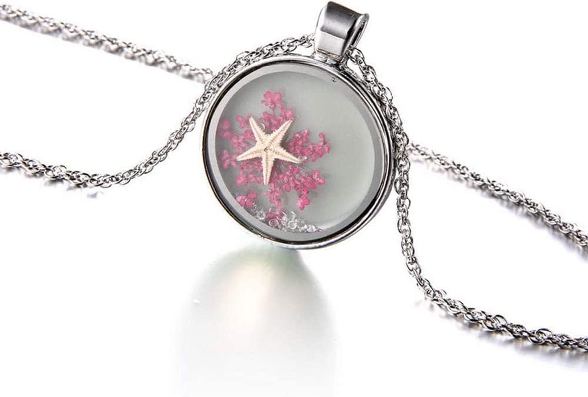 10Pcs Mixed Stainless Steel Tone round Shape Dried Pressed Flower Pendant Flower Plant Charm Floating Pendant Necklace Making Supplies