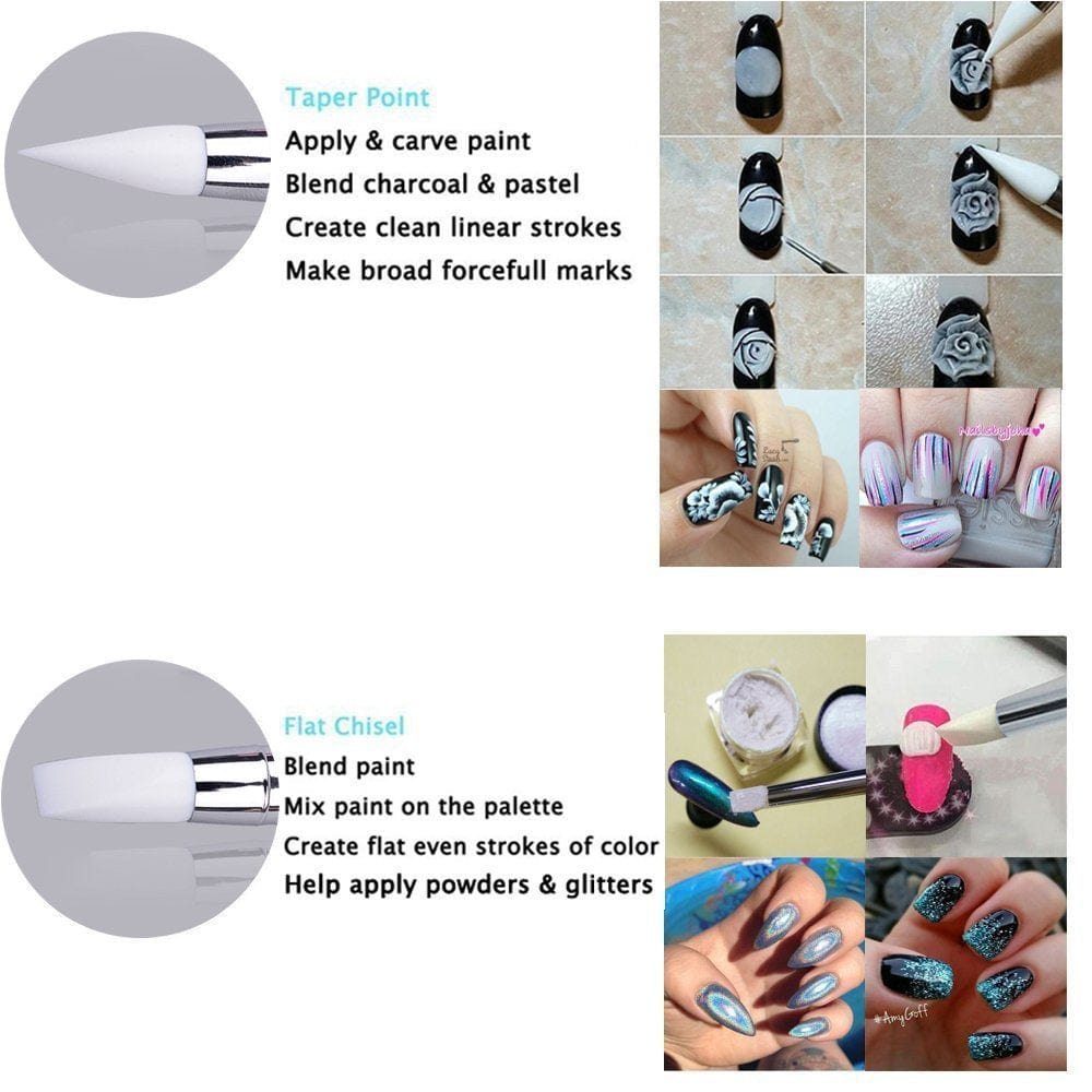 10Pcs Nail Art Gel Carving Pen Nail Dotting Tool Silicone Nail Brushe Set Nail Tools Pottery Clay Sculpting Tools,Acrylic Nail Dotting Pen 2 Way Double Ended Health & Beauty > Personal Care > Cosmetics > Cosmetic Tools > Nail Tools Bysiter