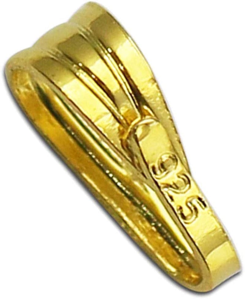 10Pcs Solid Sterling Silver Snap-On Bail Pendant Connector Finding for Jewelry Charm Necklace Component Making Supply 14K Gold