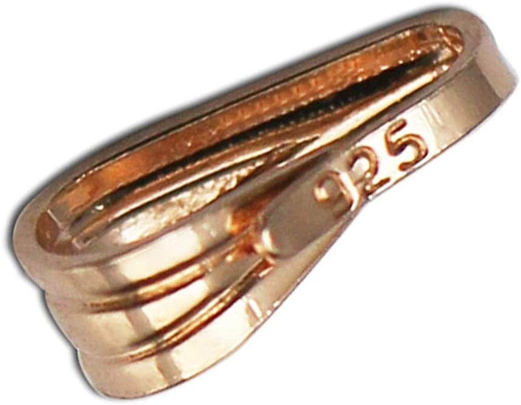 10Pcs Solid Sterling Silver Snap-On Bail Pendant Connector Finding for Jewelry Charm Necklace Component Making Supply rose gold