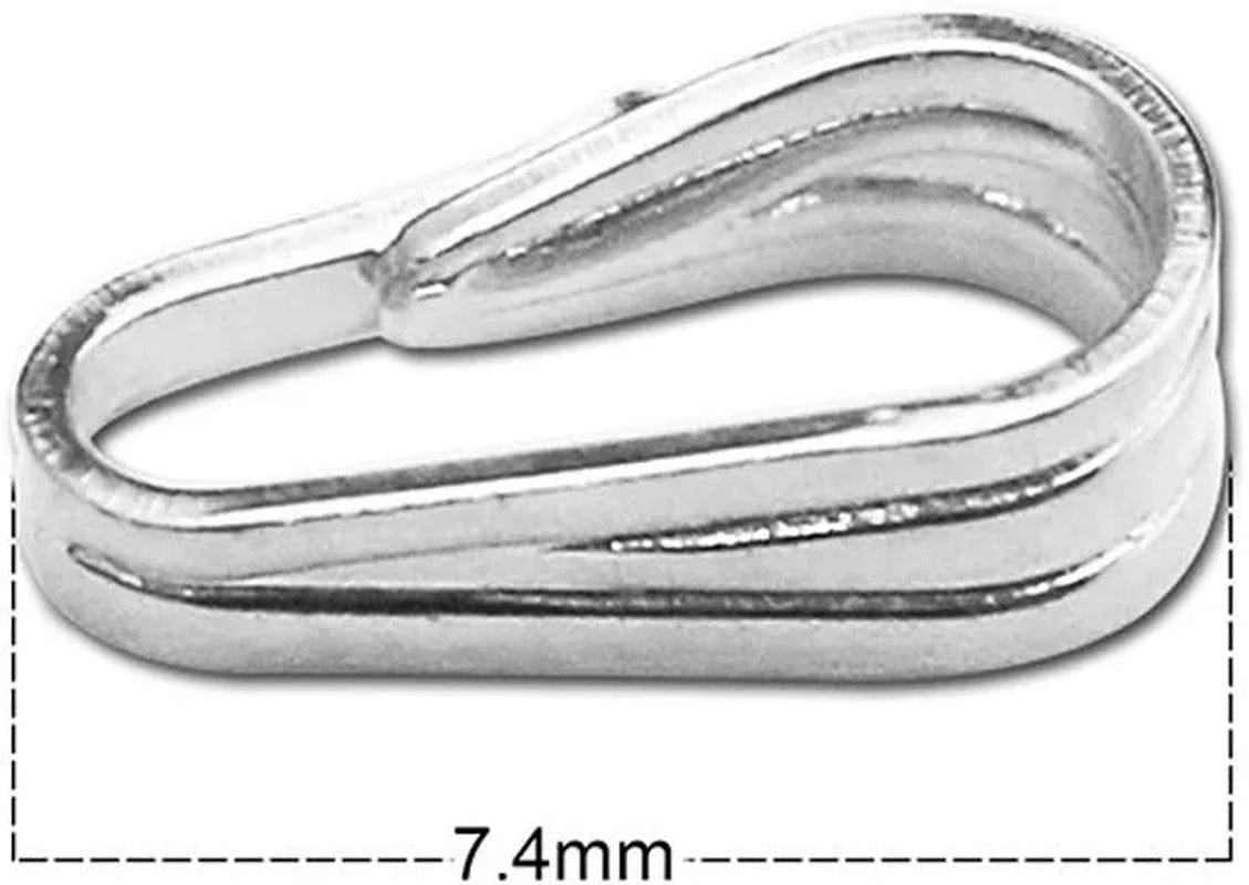 10Pcs Solid Sterling Silver Snap-On Bail Pendant Connector Finding for Jewelry Charm Necklace Component Making Supply