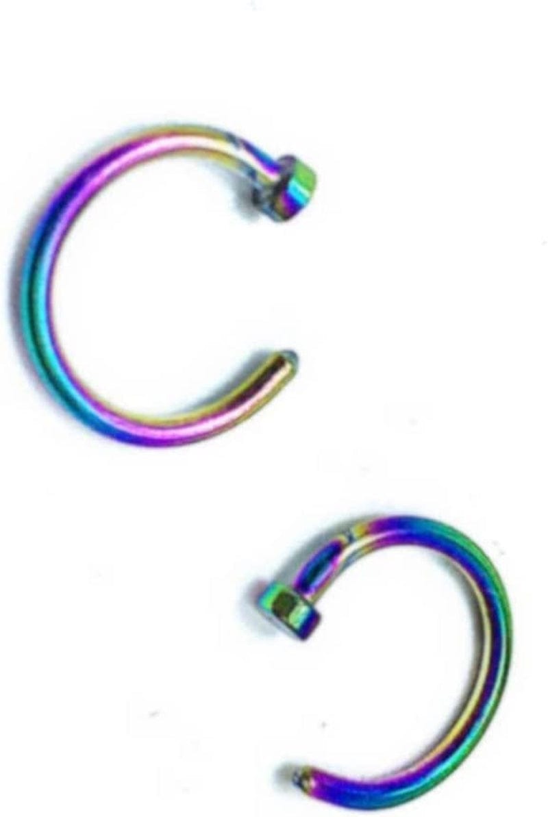 10Pcs Stainless Steel Nose Rings,Punk Fake Piercings C Shape Septum Lip Rings Small Thin Faux Body Piercing Jewelry for Women Men(8Mm,Pink) Apparel & Accessories > Jewelry > Body Jewelry generic Multicolor 10mm