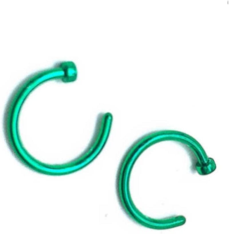 10Pcs Stainless Steel Nose Rings,Punk Fake Piercings C Shape Septum Lip Rings Small Thin Faux Body Piercing Jewelry for Women Men(8Mm,Pink) Apparel & Accessories > Jewelry > Body Jewelry generic Green 8mm