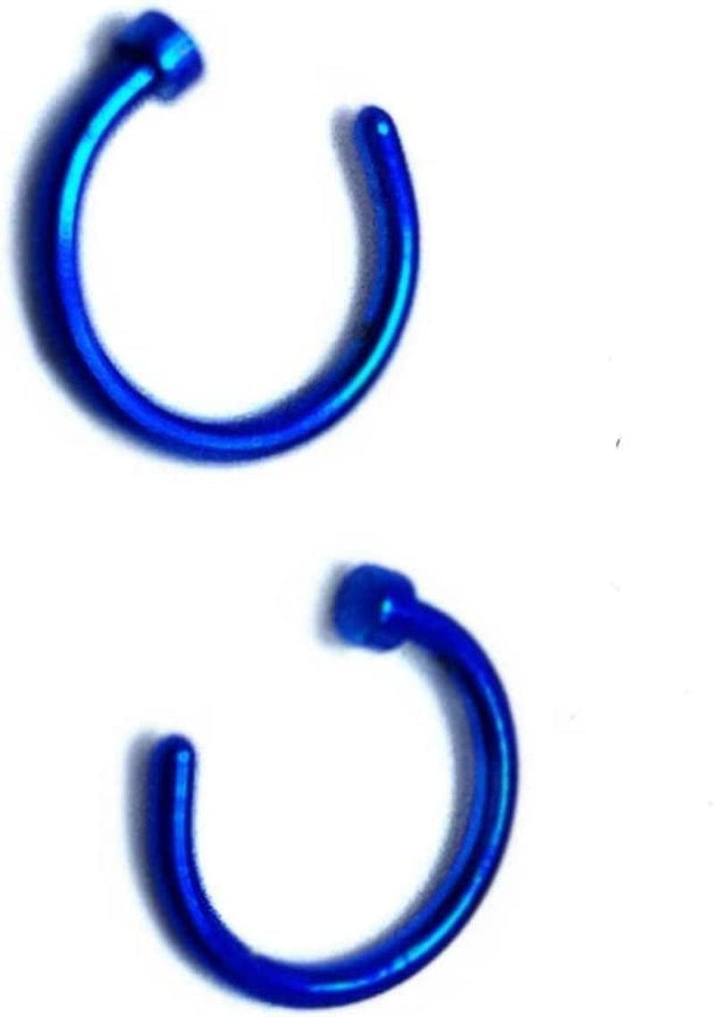 10Pcs Stainless Steel Nose Rings,Punk Fake Piercings C Shape Septum Lip Rings Small Thin Faux Body Piercing Jewelry for Women Men(8Mm,Pink) Apparel & Accessories > Jewelry > Body Jewelry generic Blue 10mm