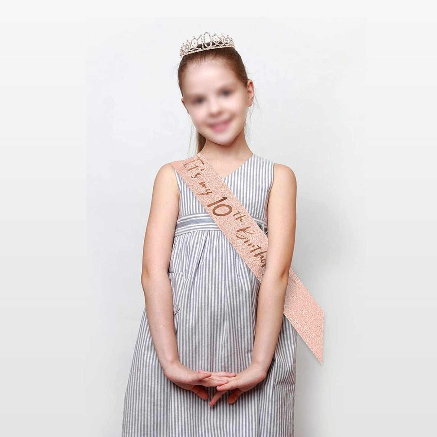 10Th Birthday Sash and Tiara for Girls, Rose Gold Birthday Sash Crown 10 & Fabulous Sash and Tiara for Girls, 10Th Birthday Gifts for Happy 10Th Birthday Party Favor Supplies Apparel & Accessories > Clothing Accessories > Sashes BRT Bearingshui