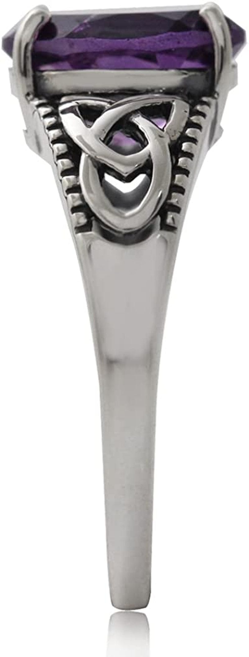 10X8Mm Oval Shape Gemstone 925 Sterling Silver Triquetra Celtic Knot Solitaire Ring Jewelry for Women