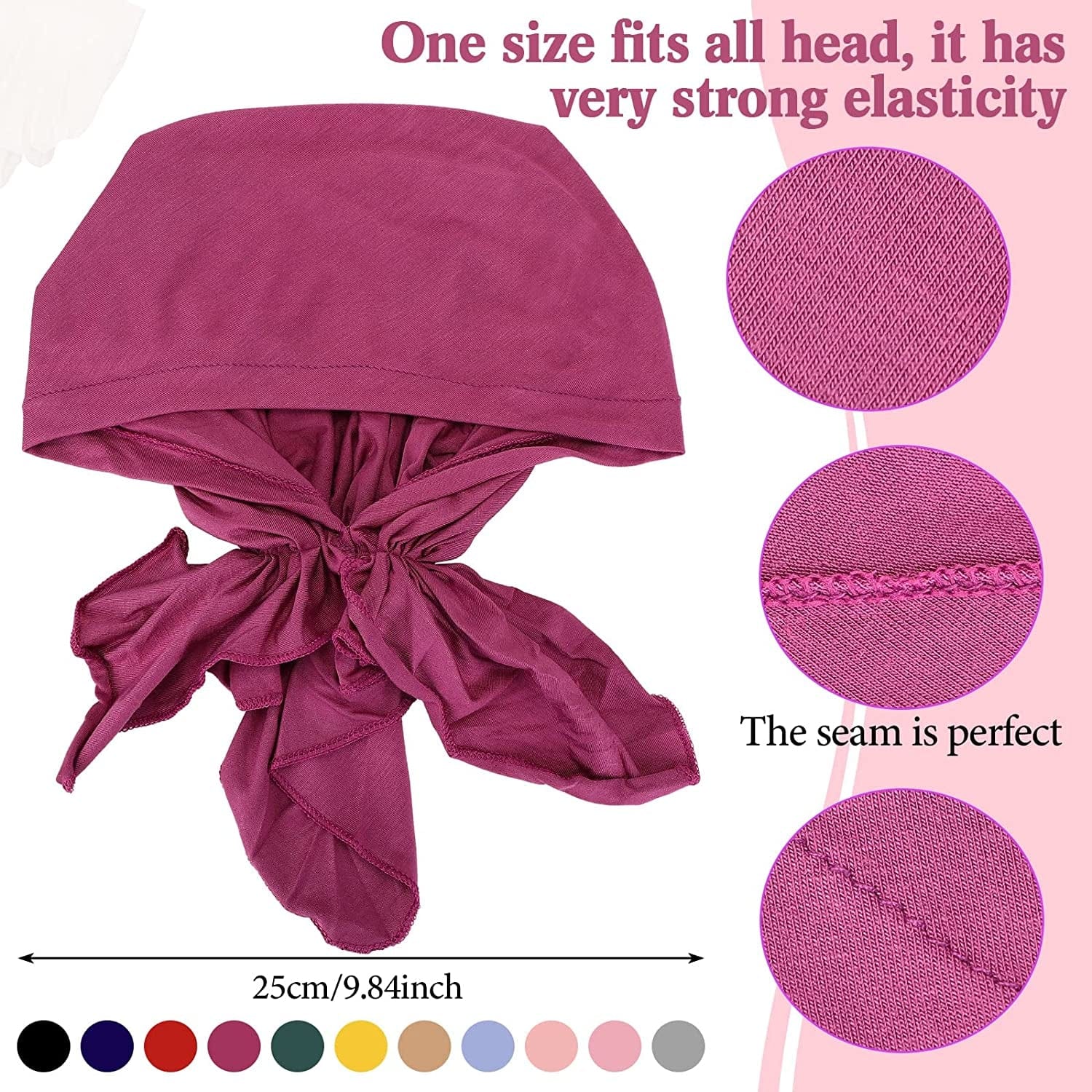 11 Pcs Headwear Turbans Head Covers for Women Pretied Head Scarves Multicolor Head Wrap Headwear for Girls Apparel & Accessories > Clothing Accessories > Headwear Janmercy