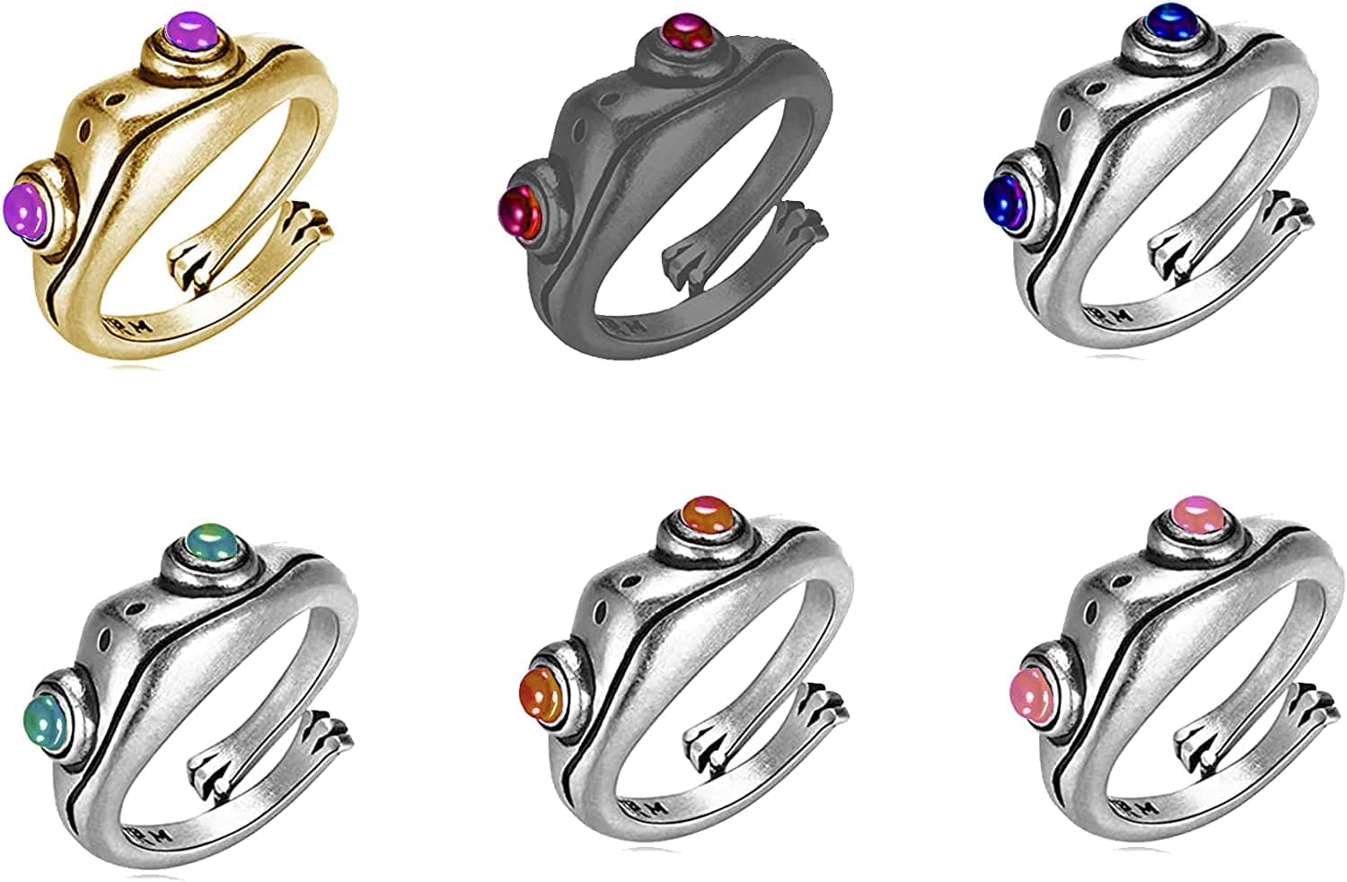 11 Pcs Vintage Frog Rings Cute Animal Open Ring Retro Snake Rings Set Full Finger Ring Statement Biker Punk Rings for Women Girls Men 9-4