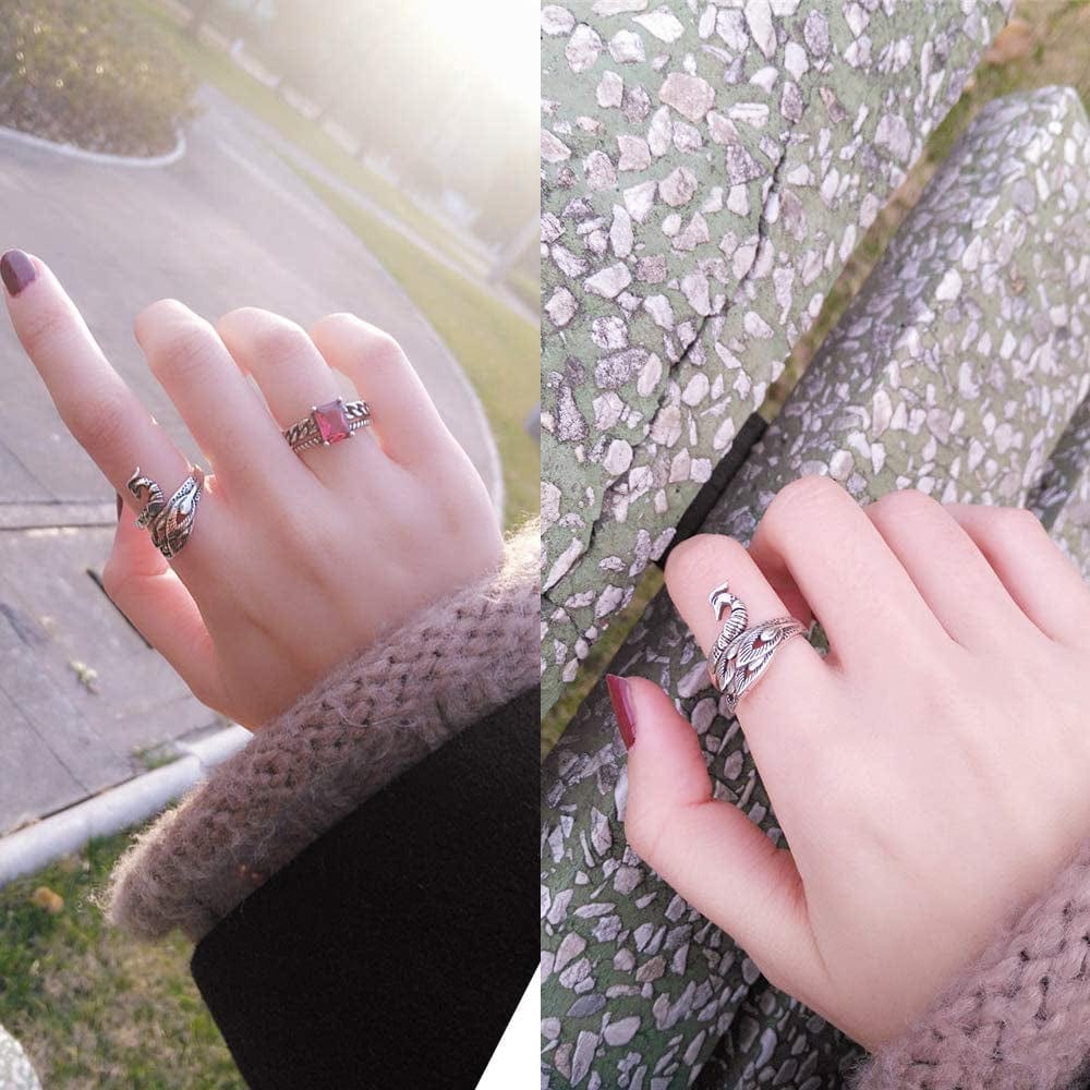 11 Pcs Vintage Frog Rings Cute Animal Open Ring Retro Snake Rings Set Full Finger Ring Statement Biker Punk Rings for Women Girls Men