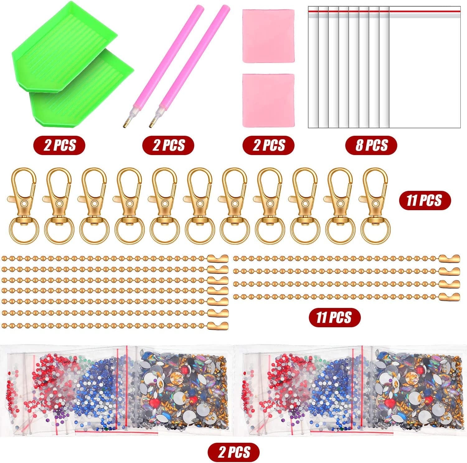 11 Pieces DIY Diamond Painting Keychains Full round Drill 5D Diamond Painting Pendant Owl and Sea Horse Shaped Diamond Painting Pendant Ornaments for Art Craft, Key Ring, Phone Charm, Bag Decor