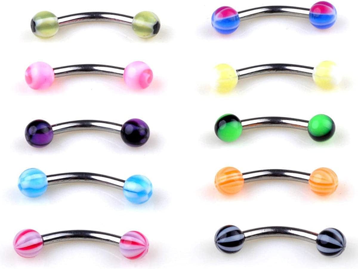 110 PCS Body Jewelry Piercing Eyebrow Navel Belly Tongue Lip Bar Ring 22 Styles Apparel & Accessories > Jewelry > Body Jewelry Skylarking