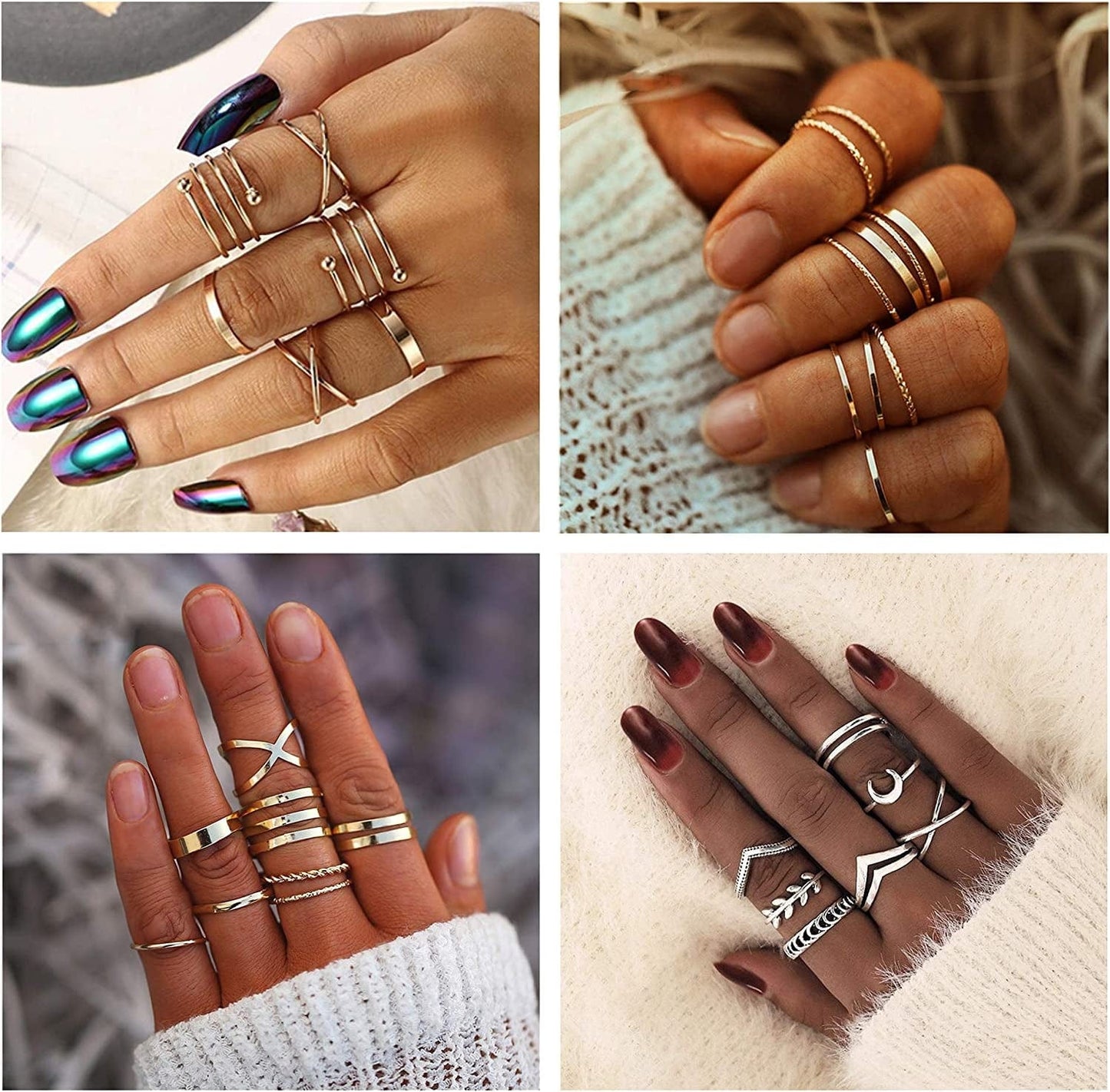 112Pcs Simple Knuckle Midi Ring Sets Vintage Bohemian Hollow Silver&Gold Finger Stackable Rings for Women Rings Jewelry Gifts women rings