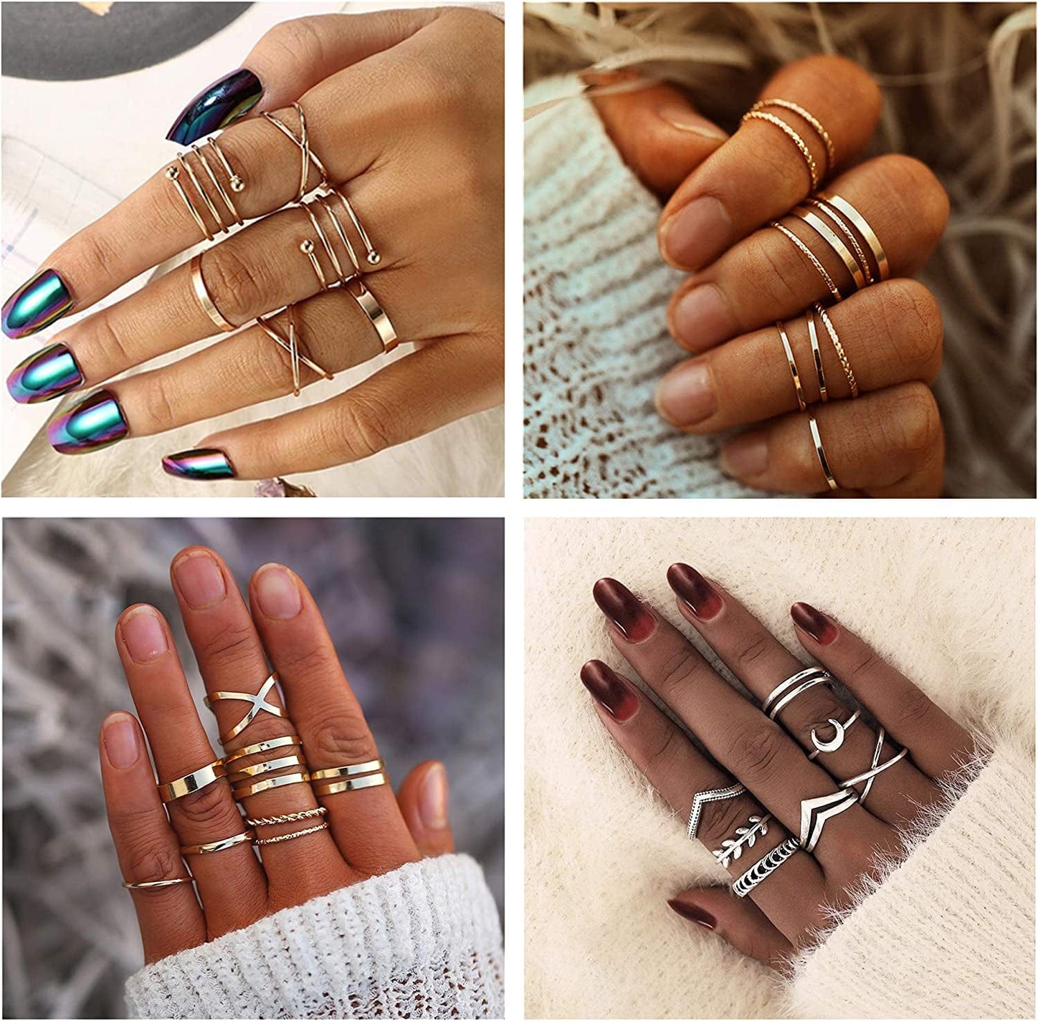 112Pcs Simple Knuckle Midi Ring Sets Vintage Bohemian Hollow Silver&Gold Finger Stackable Rings for Women Rings Jewelry Gifts women rings